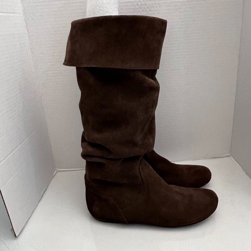 Steve Madden Bonanza Suede Knee High Slouch Boots Brown Women’s 8 Pull On Flat